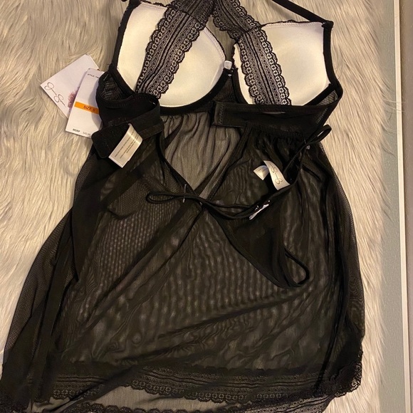 🆕 Jessica Simpson Black Lace Teddy with Push Up Bra Top - Picture 9 of 11